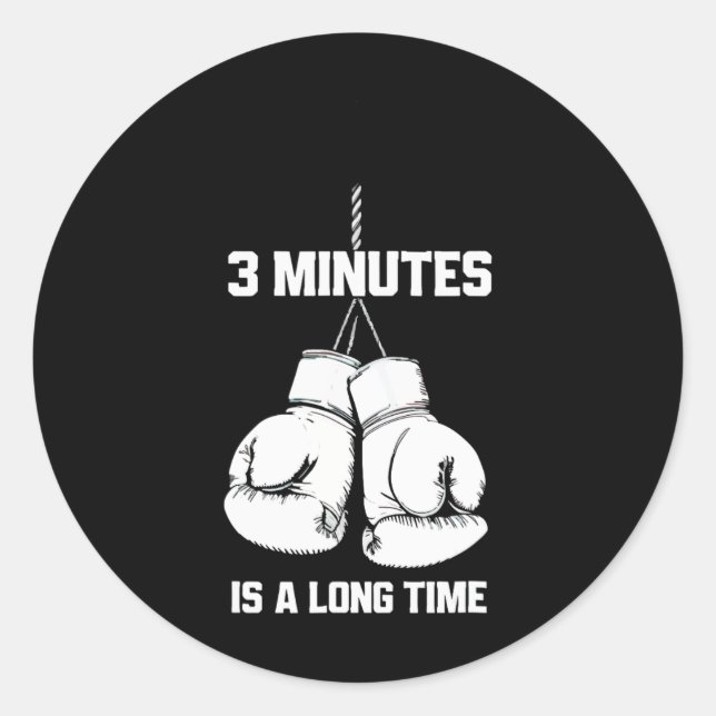 Sticker Rond 3 minutes, c'est long Drôle de boxe kickboxing B (Devant)