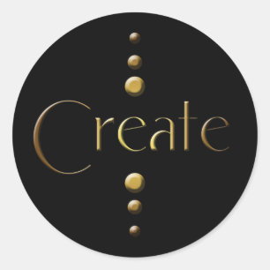 Sticker Rond 3 points Gold Block Create & Black Arrière - plan
