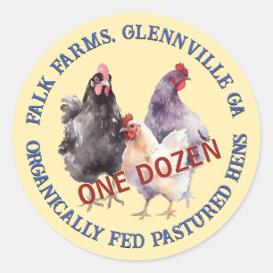 Sticker Rond 3 poules NOURRIR ORGANIQUEMENT OEufs de pâturage L