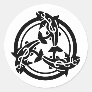 Sticker Rond 3 Tatouage de poisson tribal celtique