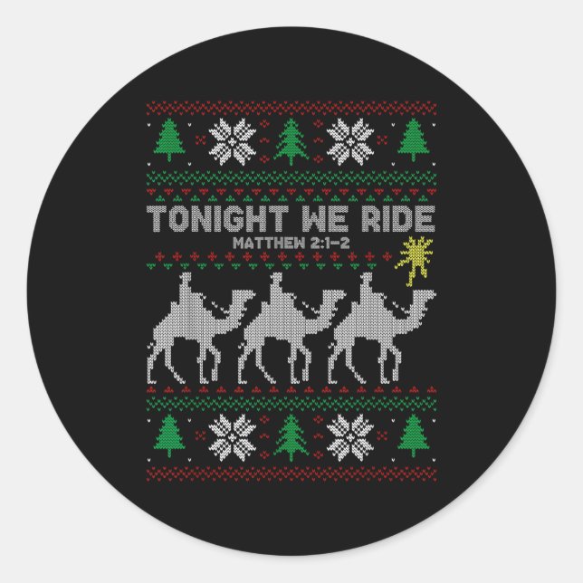 Sticker Rond 3 Wise Men Tonight We Ride Christmas  (Devant)