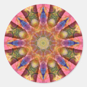 Sticker Rond 3D ~ Bleu Jaune rose orange ~