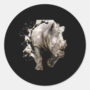 Sticker Rond 3d Rhino - African Safari Animal Rhinoceros