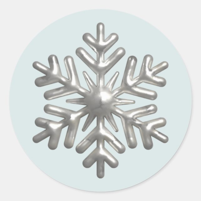 Sticker Rond 3d Silver Snowflake Blue Christmas (Devant)