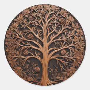 Sticker Rond 3D Warah Tree Wood Print,