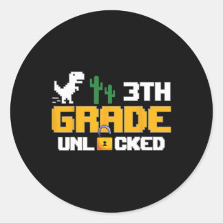 Sticker Rond 3e année débloquée dinosaure drôle jeu vidéo Ck à
