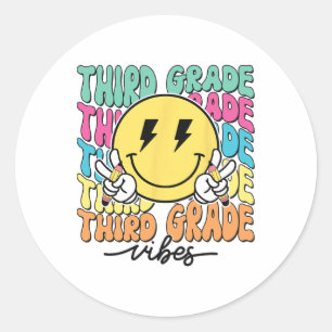 Sticker Rond 3e année pour filles garçon enseignant troisième a