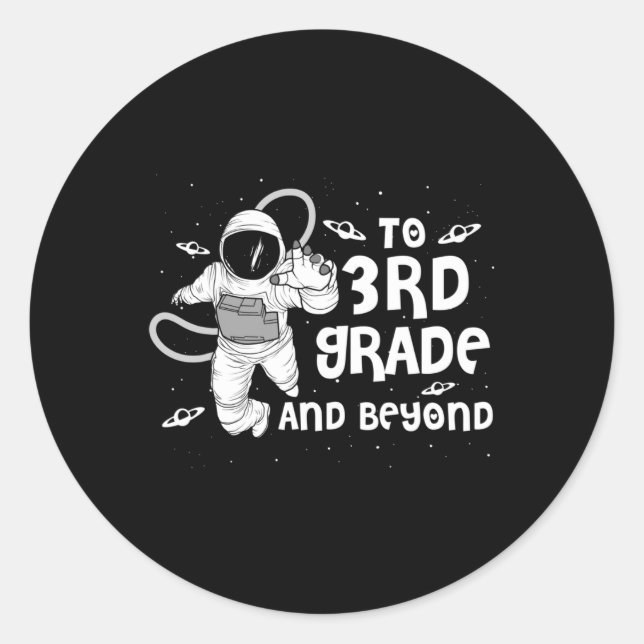 Sticker Rond 3e année Tee Retour à l'école Spaceman Amateurs d' (Devant)