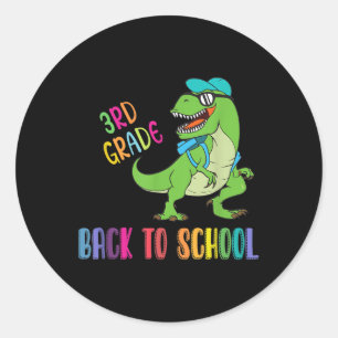 Sticker Rond 3e année troisième année drôle de rentrée T-rex L