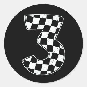 Sticker Rond 3e anniversaire À damiers numéro 3 de course autom