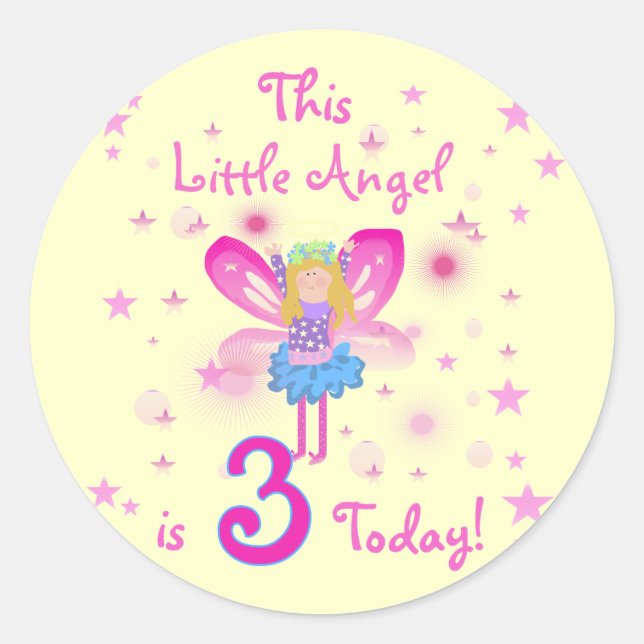 Sticker Rond 3e T-shirts et cadeaux d'anniversaire Little Angel (Devant)