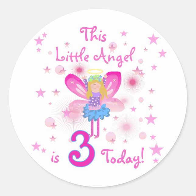 Sticker Rond 3e T-shirts et cadeaux d'anniversaire Little Angel (Devant)
