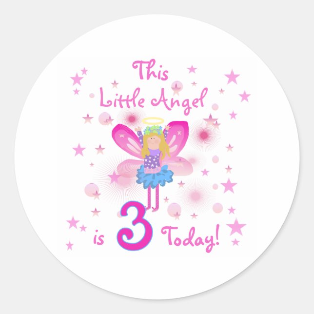 Sticker Rond 3ème anniversaire de Little Angel (Devant)