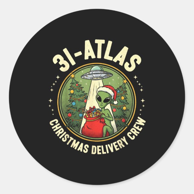 Sticker Rond 3i_atlas Christmas Delivery Crew Alien Santa Space (Devant)