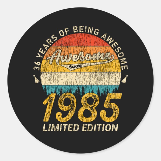 Sticker Rond 40 ans 1985 Retro Awesome 40e anniversaire Cadeau (Devant)