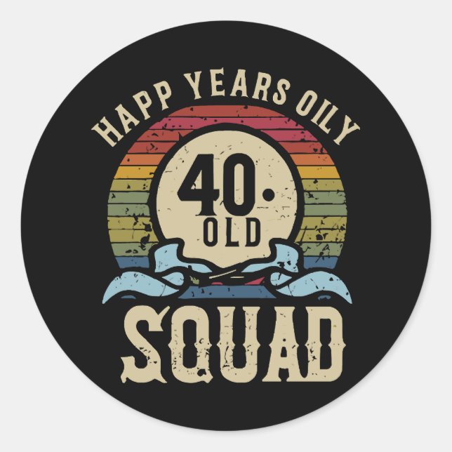 Sticker Rond 40 ans Anniversaire Squad Vintage (Devant)