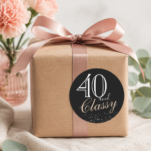 Sticker Rond 40 ans et Élégant Moderne Élégant Anniversaire Noi