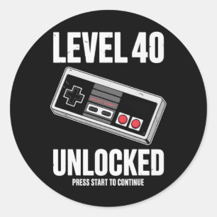 Sticker Rond 40 ans Quarante Anniversaire Cadeau Niveau 40 déve
