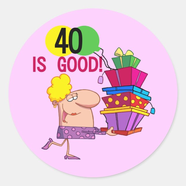 Sticker Rond 40 est Bon Anniversaire Tshirts et cadeaux (Devant)