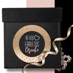 Sticker Rond 40 et Fabuleux fille Glam Chic Gold Black Blush