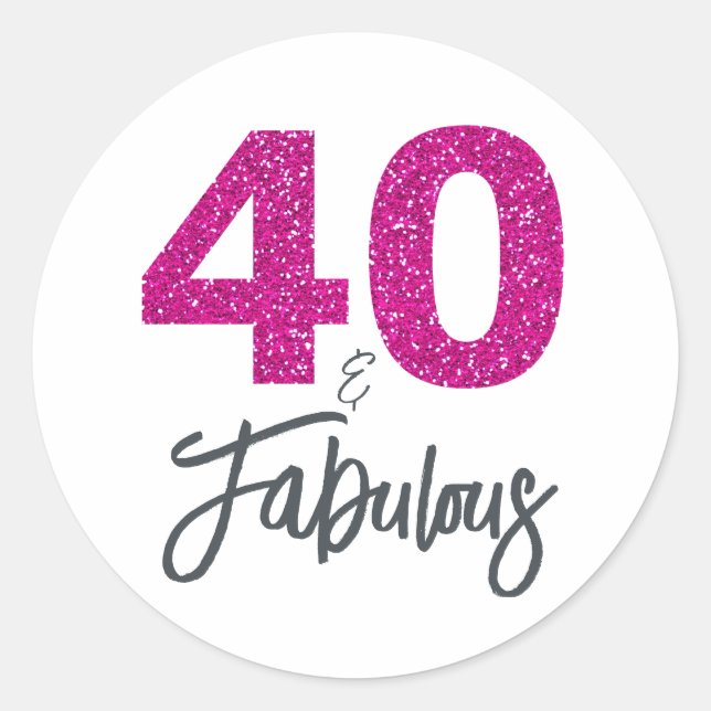Sticker Rond 40 et fabuleux | Typographie 40e anniversaire (Devant)