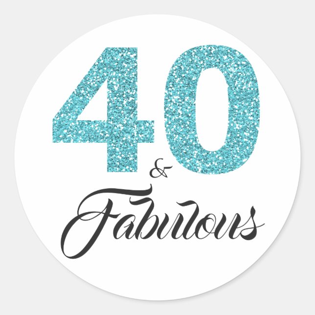 Sticker Rond 40 et fabuleux | Typographie 40e anniversaire (Devant)