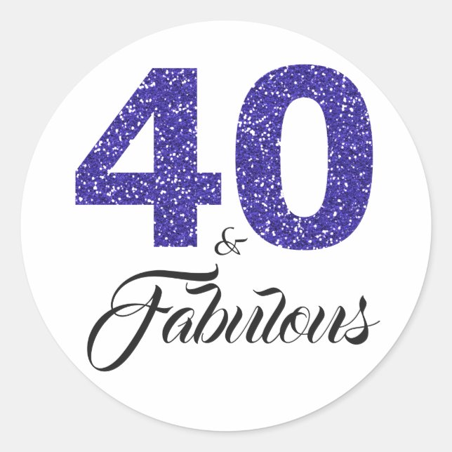 Sticker Rond 40 et fabuleux | Typographie 40e anniversaire (Devant)