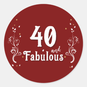 Sticker Rond 40 et Fabulous Foliage Rouge 40e anniversaire