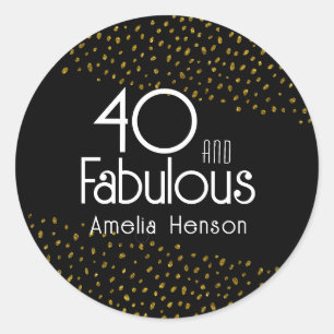 Sticker Rond 40 et Fabulous Gold Parties scintillant 40e annive