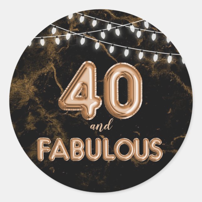 Sticker Rond 40 et Fabulous Lights & Gold Foil Ballons (Devant)