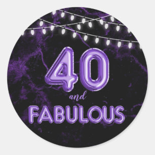 Sticker Rond 40 et Fabulous Lights & Purple Foil Ballons