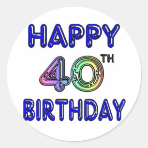Sticker Rond 40e anniversaire avec police Ballon