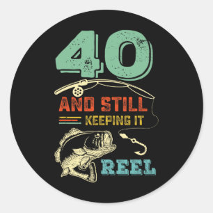 Sticker Rond 40e anniversaire de pêche 40 ans pêcheur hommes Pu