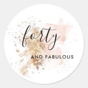 Sticker Rond 40e anniversaire de rose et d'or