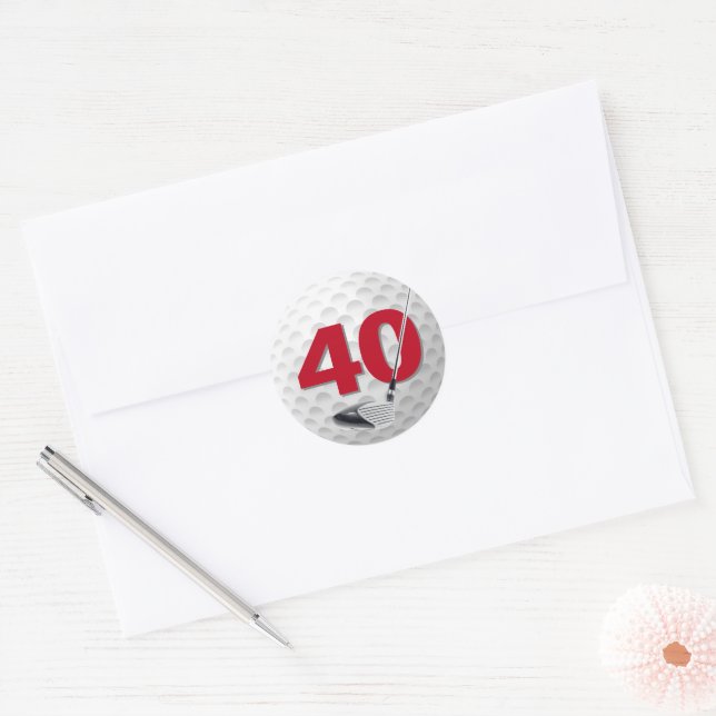 Sticker Rond 40e anniversaire Golf Ball Design (Enveloppe)