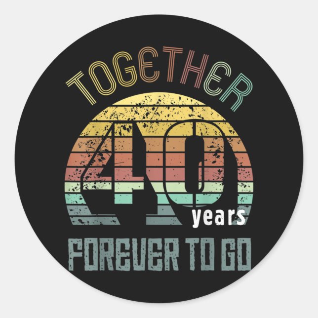 Sticker Rond 40e Anniversaire Mariage Cadeaux Pour Couples (Devant)