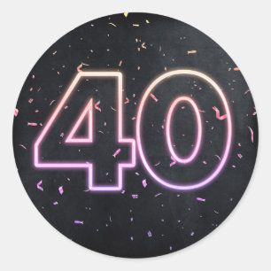 Sticker Rond 40e anniversaire néon Connexion Noir