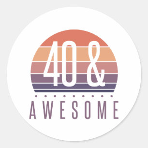 Sticker Rond 40e anniversaire Retro Sunset