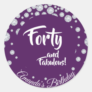 Sticker Rond 40ème fabuleux diamants de fête d'anniversaire sur