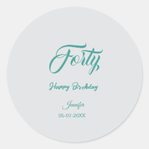 Sticker Rond 40ème lettre quarantième anniversaire ajouter nom 