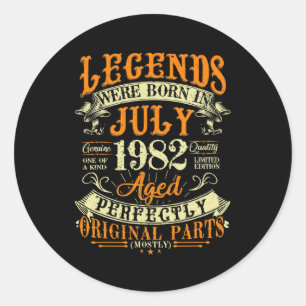 Sticker Rond 40th Birthday Gift 40 Years Old Legends Born In