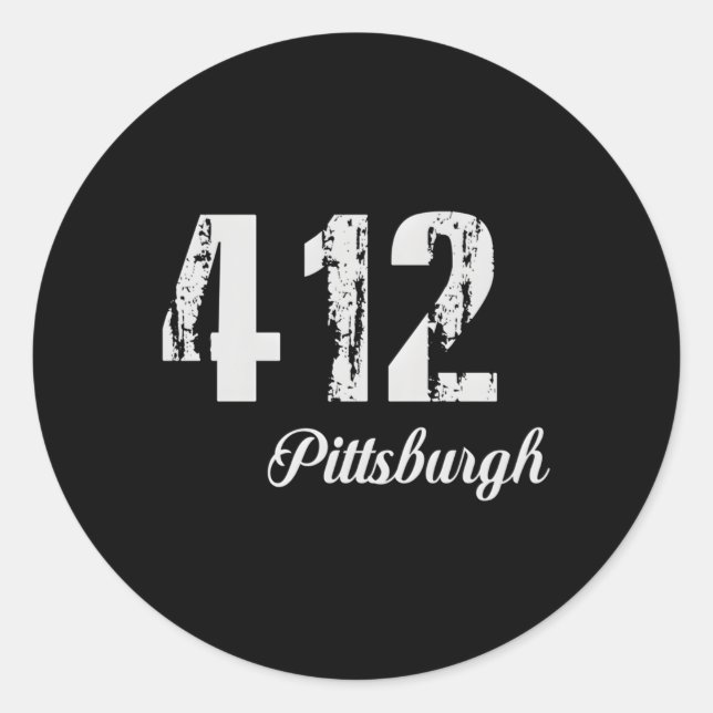 Sticker Rond 412 Code régional de Pittsburgh en détresse (Devant)