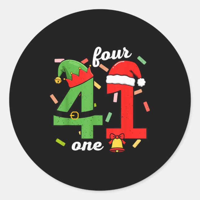 Sticker Rond 41 Christmas Funny 4 1 Meme Four One Xmas Boys Kid (Devant)