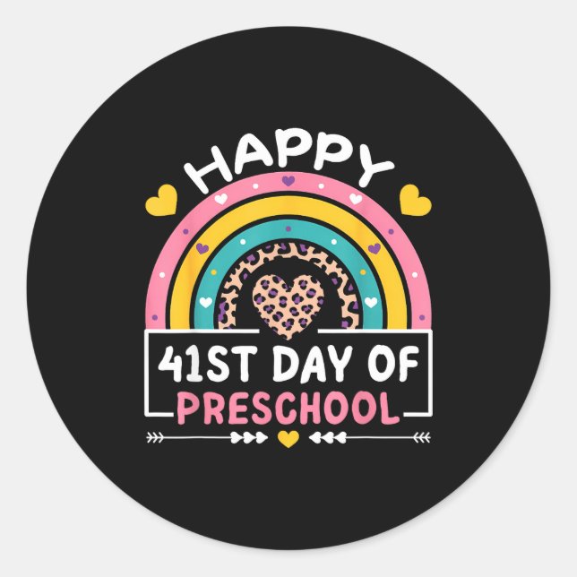 Sticker Rond 41 Days Of School Happy 41st Day Of Preschool Teac (Devant)