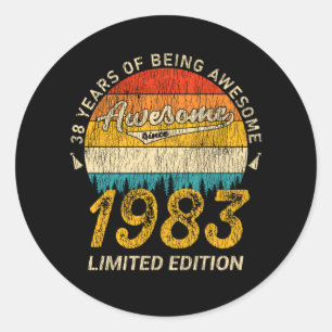 Sticker Rond 42 ans 1983 Retro Awesome 42e anniversaire Cadeau