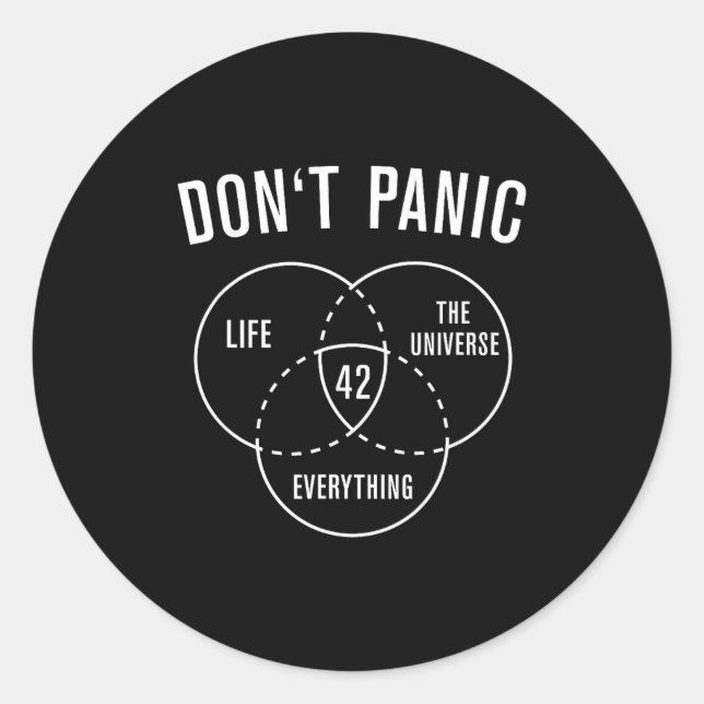 Sticker Rond 42 Answer To Life Universe And Everything Don't Pa (Devant)