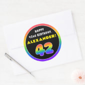 Sticker Rond 42e anniversaire : Arc-en-ciel coloré # 42, Nom pe (Enveloppe)
