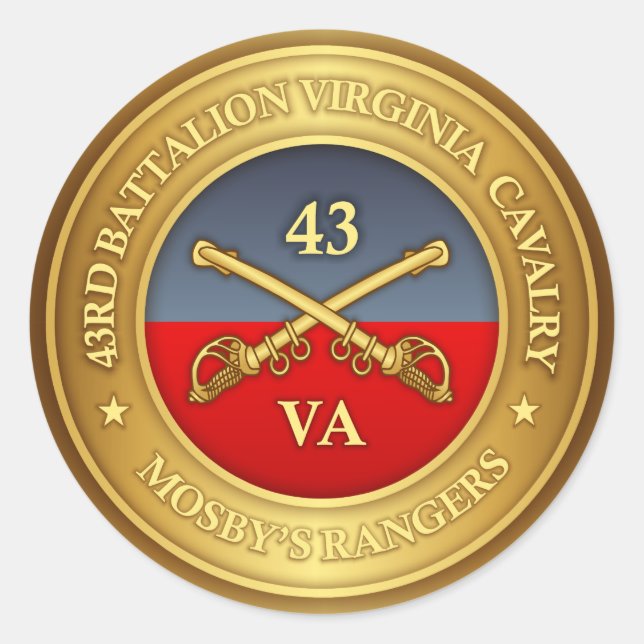 Sticker Rond 43e Bataillon, Virginia Cavalry (Mosby's Rangers) (Devant)