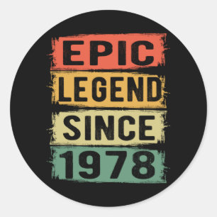 Sticker Rond 44 ans Anniversaire 1978 Epic Legend 44e anniversa