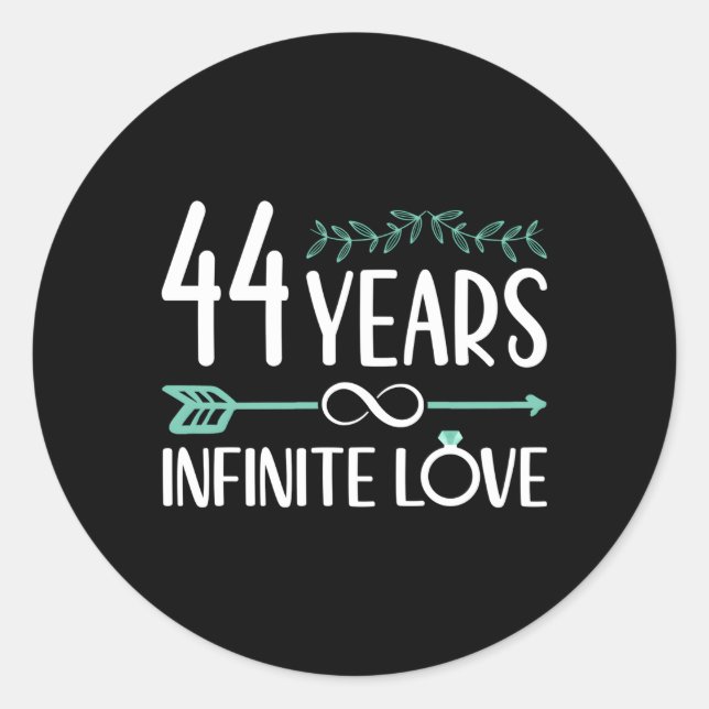 Sticker Rond 44 Ans D'Amour Infini 44E Anniversaire Du Mariage (Devant)